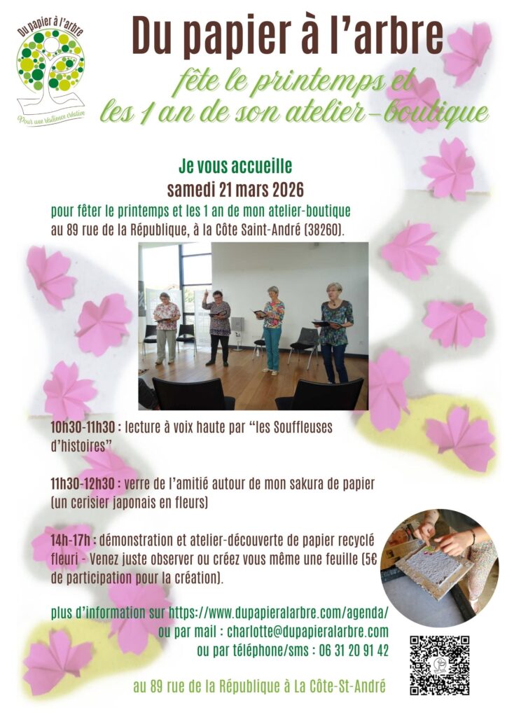 programme de la fête du printemps chez Du papier à l'arbre